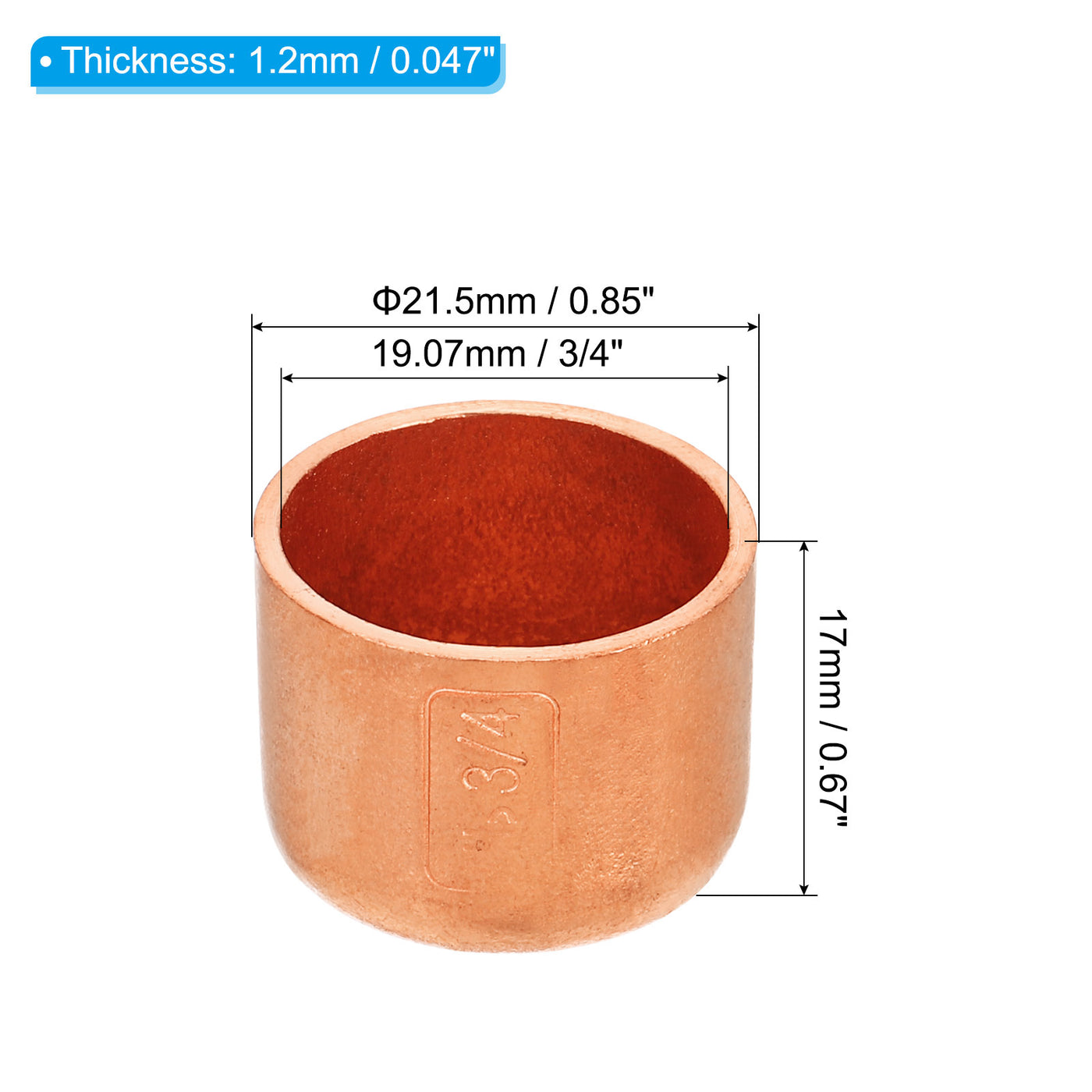Copper Pipe End Cap, Copper Fitting Cap Sweat Plug Solder Connection