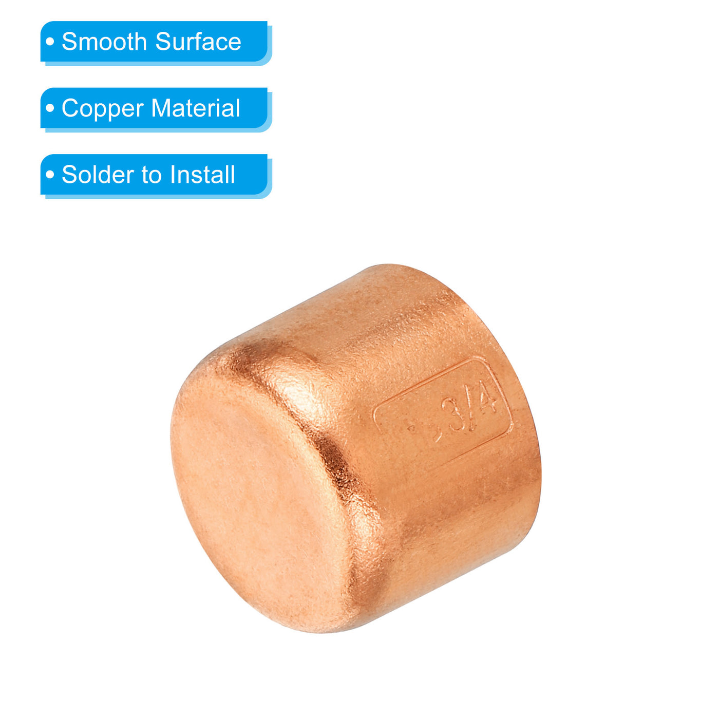 Copper Pipe End Cap, Copper Fitting Cap Sweat Plug Solder Connection