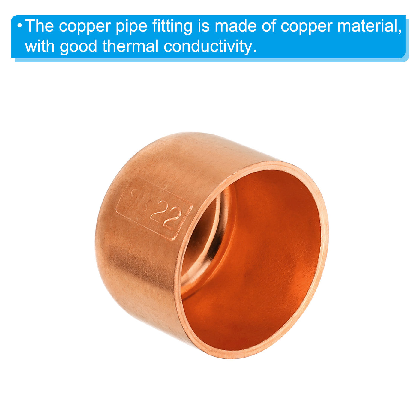 Harfington 7/8 Inch ID Copper Pipe End Cap, Copper Fitting Cap Sweat Plug Solder Connection for Plumbing HVAC Air Conditioner
