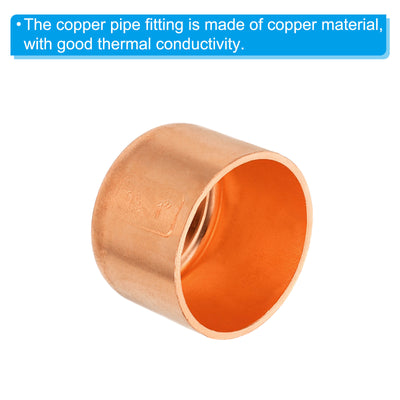 Harfington 1 Inch ID Copper Pipe End Cap, Copper Fitting Cap Sweat Plug Solder Connection for Plumbing HVAC Air Conditioner