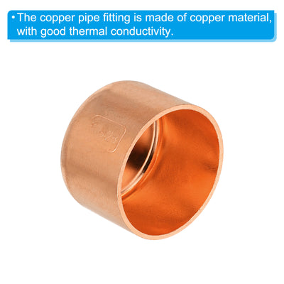 Harfington 28.1mm(1.11") ID Copper Pipe End Cap, Copper Fitting Cap Sweat Plug Solder Connection for Plumbing HVAC Air Conditioner