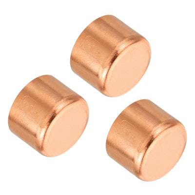 Harfington Copper Pipe End Cap, Copper Fitting Cap Sweat Plug Solder Connection for Plumbing Air Conditioner