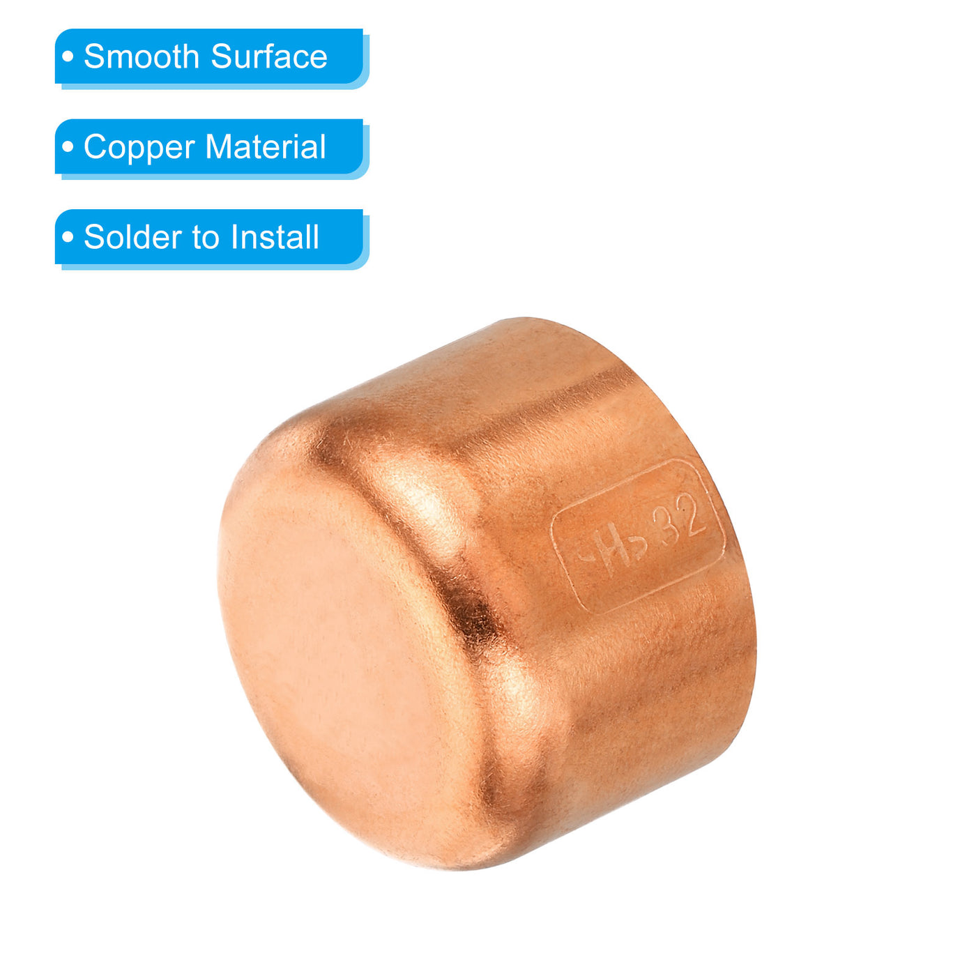 Harfington 32.1mm(1.26") ID Copper Pipe End Cap, Copper Fitting Cap Sweat Plug Solder Connection for Plumbing HVAC Air Conditioner