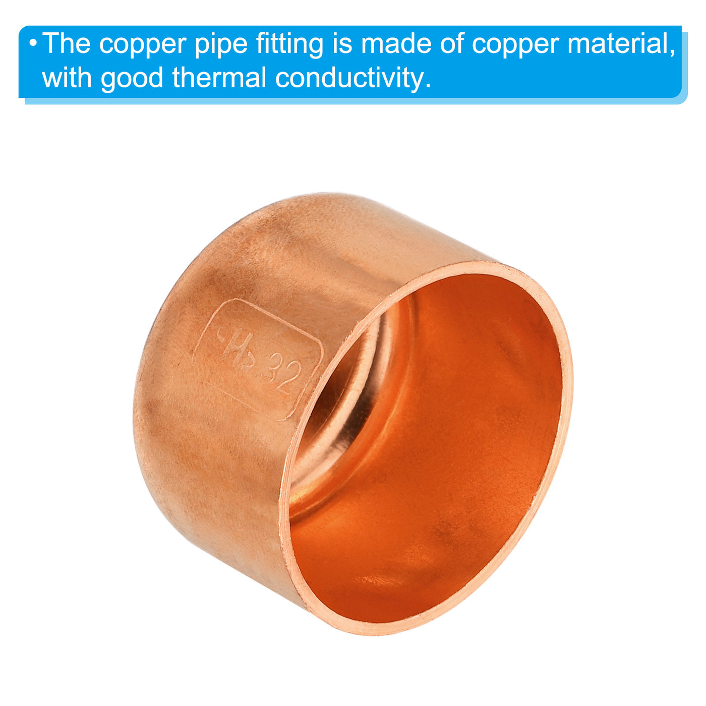 Harfington 32.1mm(1.26") ID Copper Pipe End Cap, Copper Fitting Cap Sweat Plug Solder Connection for Plumbing HVAC Air Conditioner