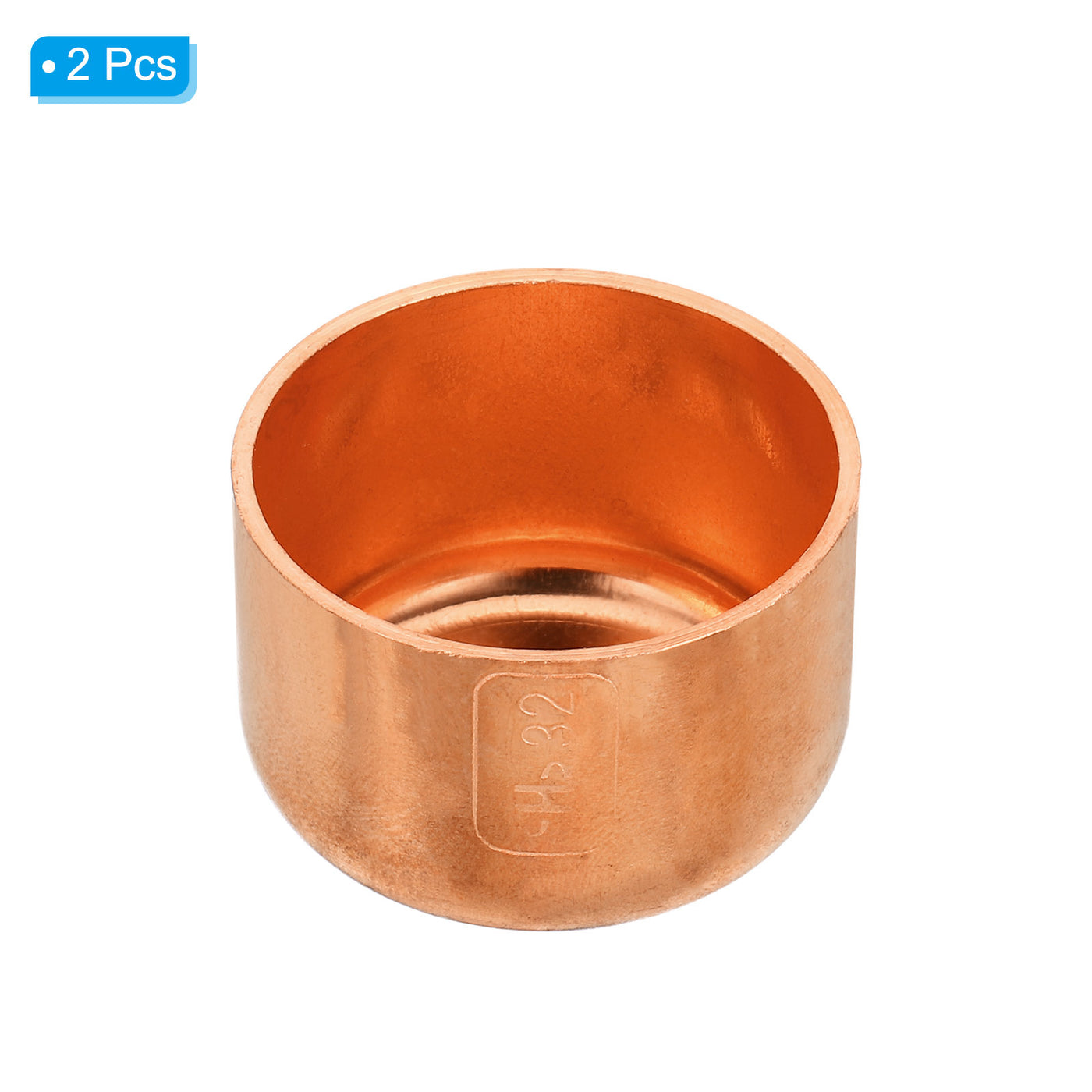Harfington 32.1mm(1.26") ID Copper Pipe End Cap, 2 Pack Copper Fitting Cap Sweat Plug Solder Connection for Plumbing HVAC Air Conditioner