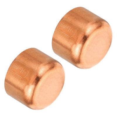 Harfington 32.1mm(1.26") ID Copper Pipe End Cap, 2 Pack Copper Fitting Cap Sweat Plug Solder Connection for Plumbing HVAC Air Conditioner