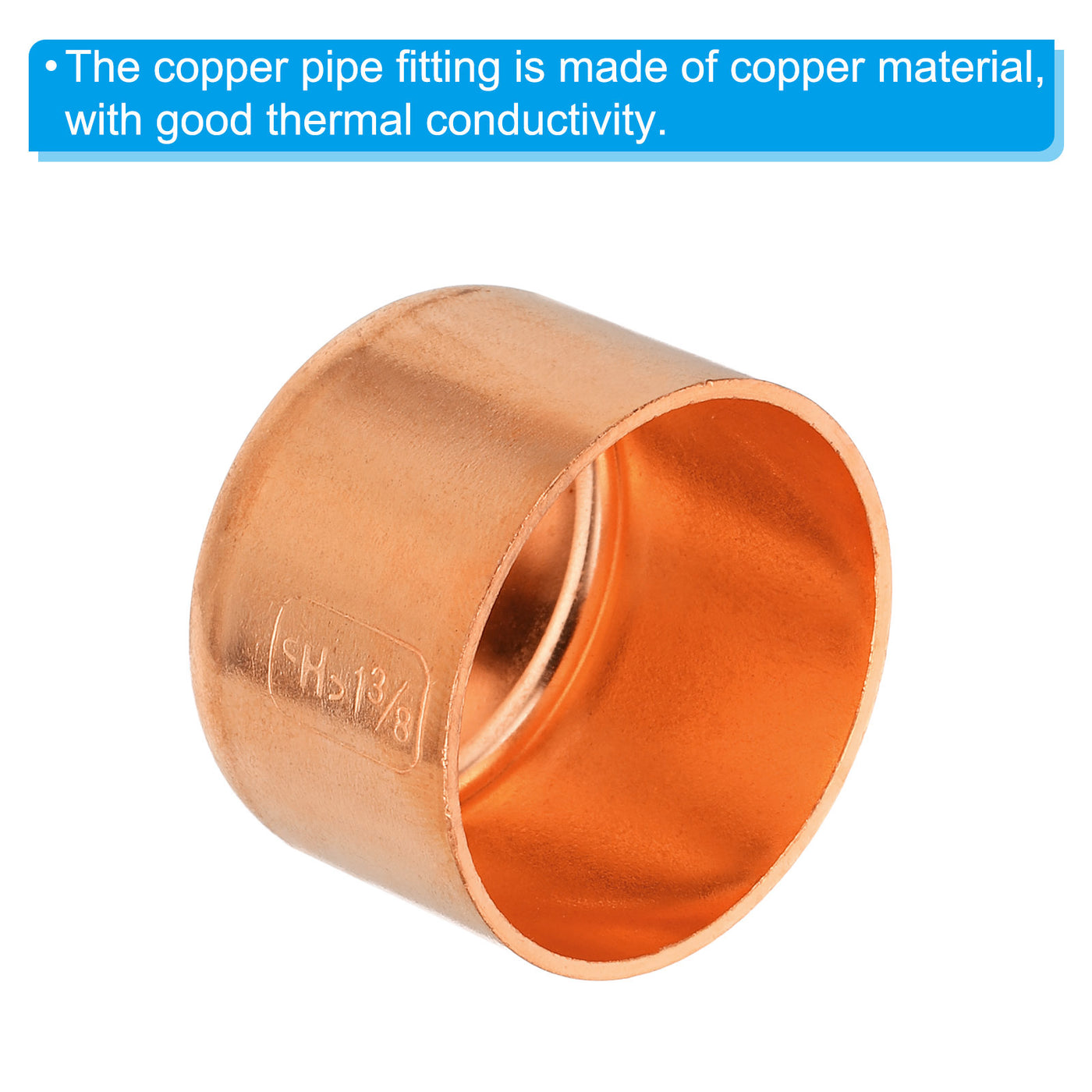 Harfington 35.1mm(1.38") ID Copper Pipe End Cap, Copper Fitting Cap Sweat Plug Solder Connection for Plumbing HVAC Air Conditioner