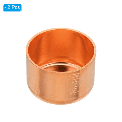 Harfington 35.1mm(1.38") ID Copper Pipe End Cap, 2 Pack Copper Fitting Cap Sweat Plug Solder Connection for Plumbing HVAC Air Conditioner