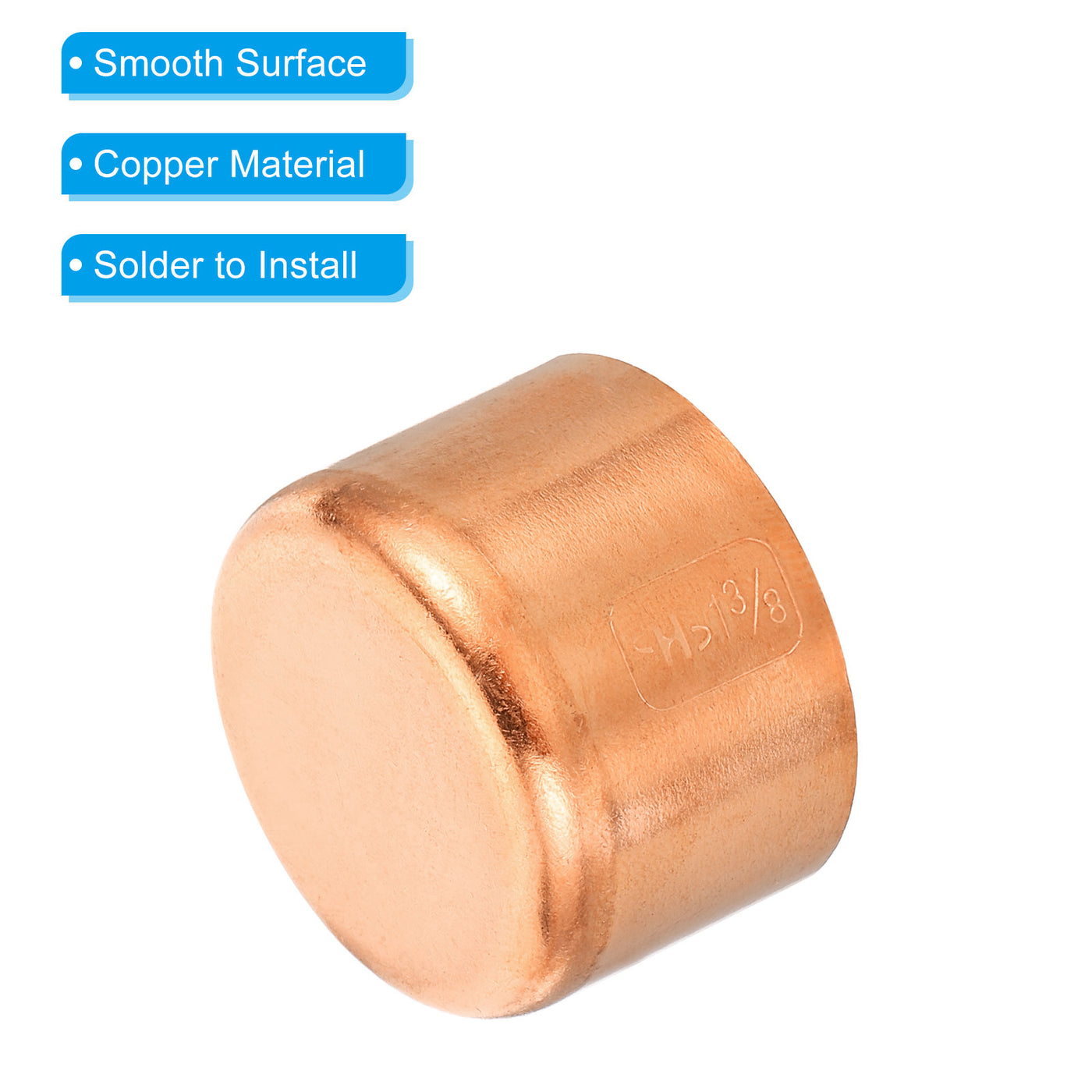 Harfington 35.1mm(1.38") ID Copper Pipe End Cap, 2 Pack Copper Fitting Cap Sweat Plug Solder Connection for Plumbing HVAC Air Conditioner