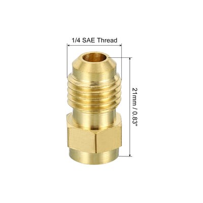 Harfington 1/4 SAE Male Thread Brass Flare Tube Fitting, 2 Pack Pipe Adapter Connector for Plumbing HVAC Air Conditioner