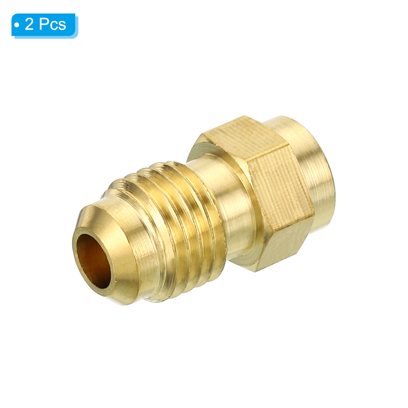 Harfington 1/4 SAE Male Thread Brass Flare Tube Fitting, 2 Pack Pipe Adapter Connector for Plumbing HVAC Air Conditioner