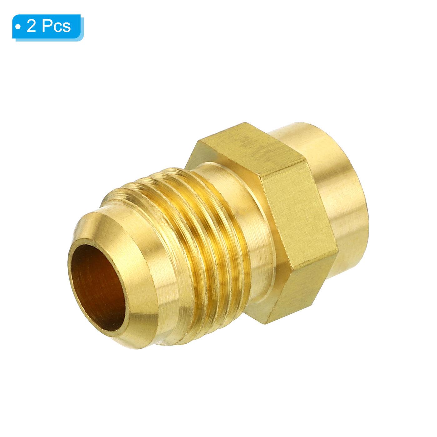 Harfington 3/8 SAE Male Thread Brass Flare Tube Fitting, 2 Pack Pipe Adapter Connector for Plumbing HVAC Air Conditioner
