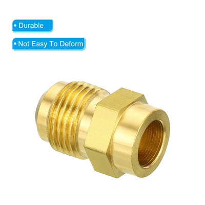 Harfington 3/8 SAE Male Thread Brass Flare Tube Fitting, 4 Pack Pipe Adapter Connector for Plumbing HVAC Air Conditioner