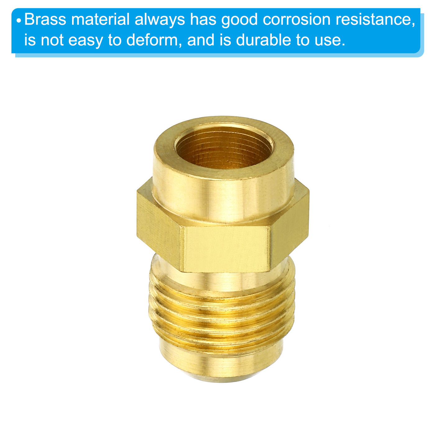 Harfington 3/8 SAE Male Thread Brass Flare Tube Fitting, 4 Pack Pipe Adapter Connector for Plumbing HVAC Air Conditioner