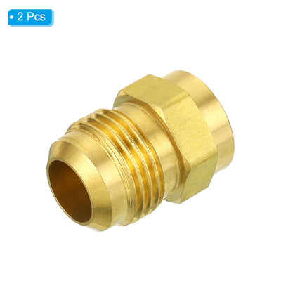 Harfington 1/2 SAE Male Thread Brass Flare Tube Fitting, 2 Pack Pipe Adapter Connector for Plumbing HVAC Air Conditioner