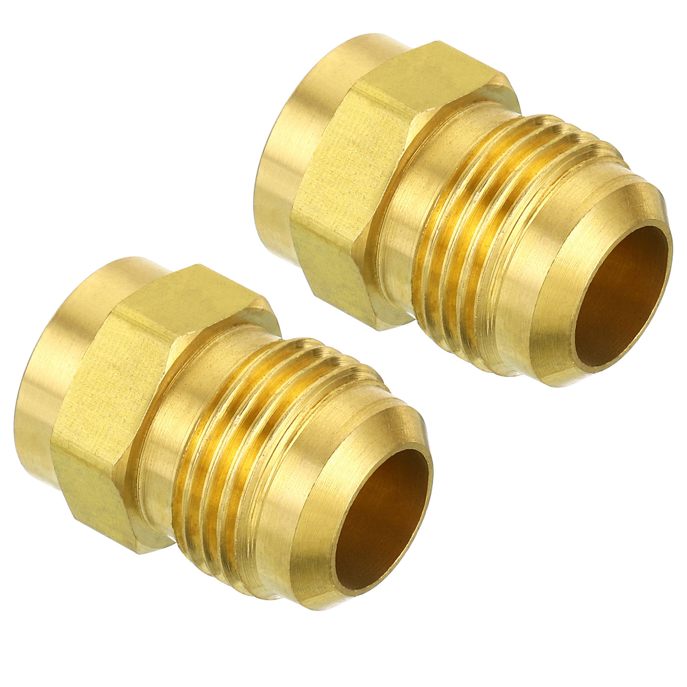 Harfington 1/2 SAE Male Thread Brass Flare Tube Fitting, 2 Pack Pipe Adapter Connector for Plumbing HVAC Air Conditioner