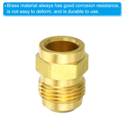 Harfington 1/2 SAE Male Thread Brass Flare Tube Fitting, 4 Pack Pipe Adapter Connector for Plumbing HVAC Air Conditioner