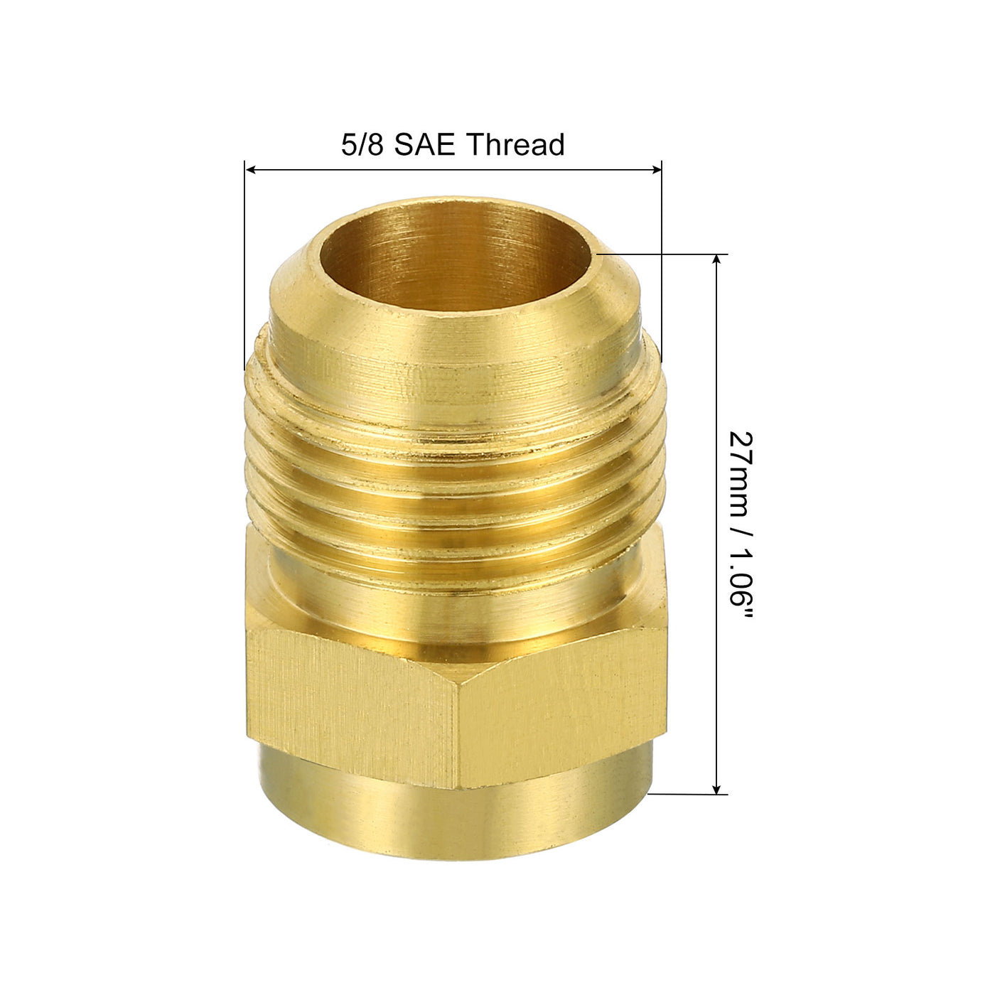 Harfington 5/8 SAE Male Thread Brass Flare Tube Fitting, 2 Pack Pipe Adapter Connector for Plumbing HVAC Air Conditioner