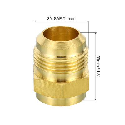 Harfington 3/4 SAE Male Thread Brass Flare Tube Fitting, Pipe Adapter Connector for Plumbing HVAC Air Conditioner