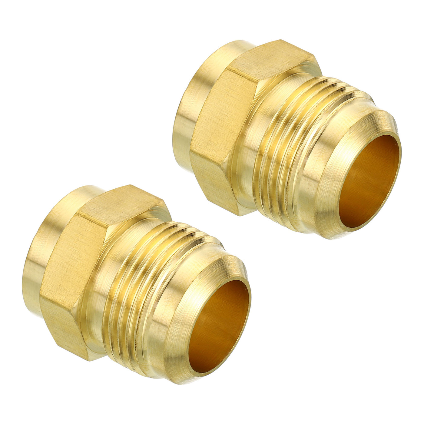 Harfington 3/4 SAE Male Thread Brass Flare Tube Fitting, 2 Pack Pipe Adapter Connector for Plumbing HVAC Air Conditioner