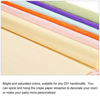 Harfington Crepe Paper Streamers 12 Rolls 7.5ft in 6 Colors for Party Decorations(Light Champagne,Orange, Light Pink,Light Green,Light Blue,Dark Purple)