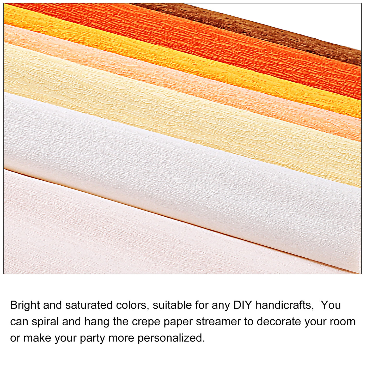 Harfington Crepe Paper Streamers 12 Rolls 7.5ft in 6 Colors for Party Decorations(White,Coffee Color,Orange,Deep Champagne,Light Champagne,Yellow)