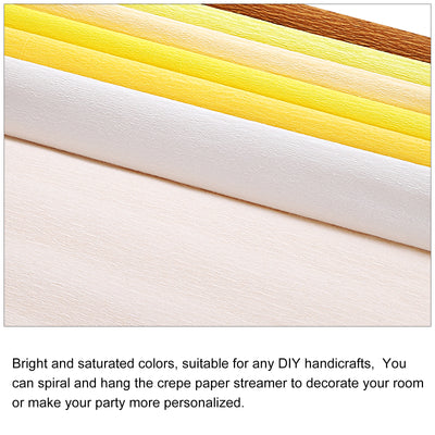 Harfington Crepe Paper Streamers 12 Rolls 7.5ft in 6 Colors for Party Decorations(White,Light Champagne,Coffee Color,Light Yellow,Dark Yellow,Apricot Color)