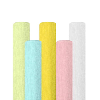 Harfington Crepe Paper Streamers 10 Rolls 7.5ft in 5 Colors for Party Decorations(White, Light Pink,Dark Yellow,Light Blue,Light Green)