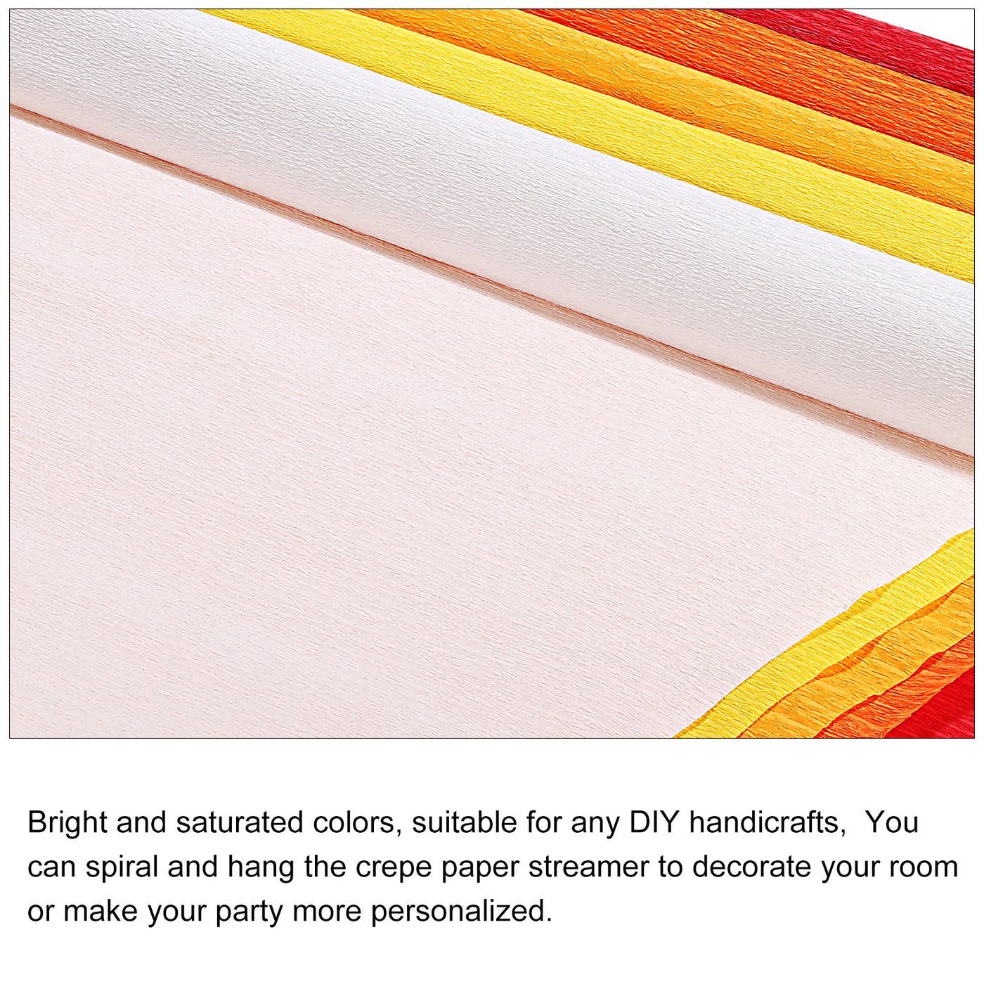 Harfington Crepe Paper Streamers 10 Rolls 7.5ft in 5 Colors for Party Decorations(Red,Orange,White,Yellow,Apricot Color)