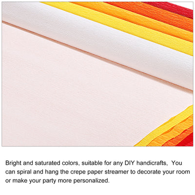 Harfington Crepe Paper Streamers 10 Rolls 7.5ft in 5 Colors for Party Decorations(Red,Orange,White,Yellow,Apricot Color)
