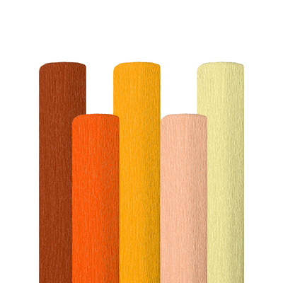 Harfington Crepe Paper Streamers 10 Rolls 7.5ft in 5 Colors for Party Decorations(Coffee Color,Orange,Yellow,Deep Champagne,Light Champagne)