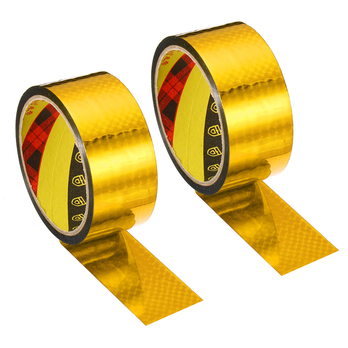 Harfington Prism Tape 40mm x 30m, 2 Pack Holographic Reflective Self Adhesive for DIY Art Craft Wrapping Decoration, Gold