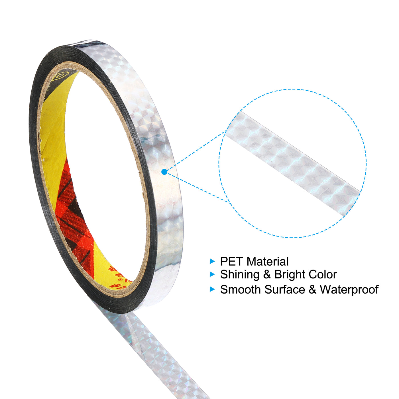 Harfington Prism Tape 10mm x 30m, 2 Pack Holographic Reflective Self Adhesive for DIY Art Craft Wrapping Decoration, Silver