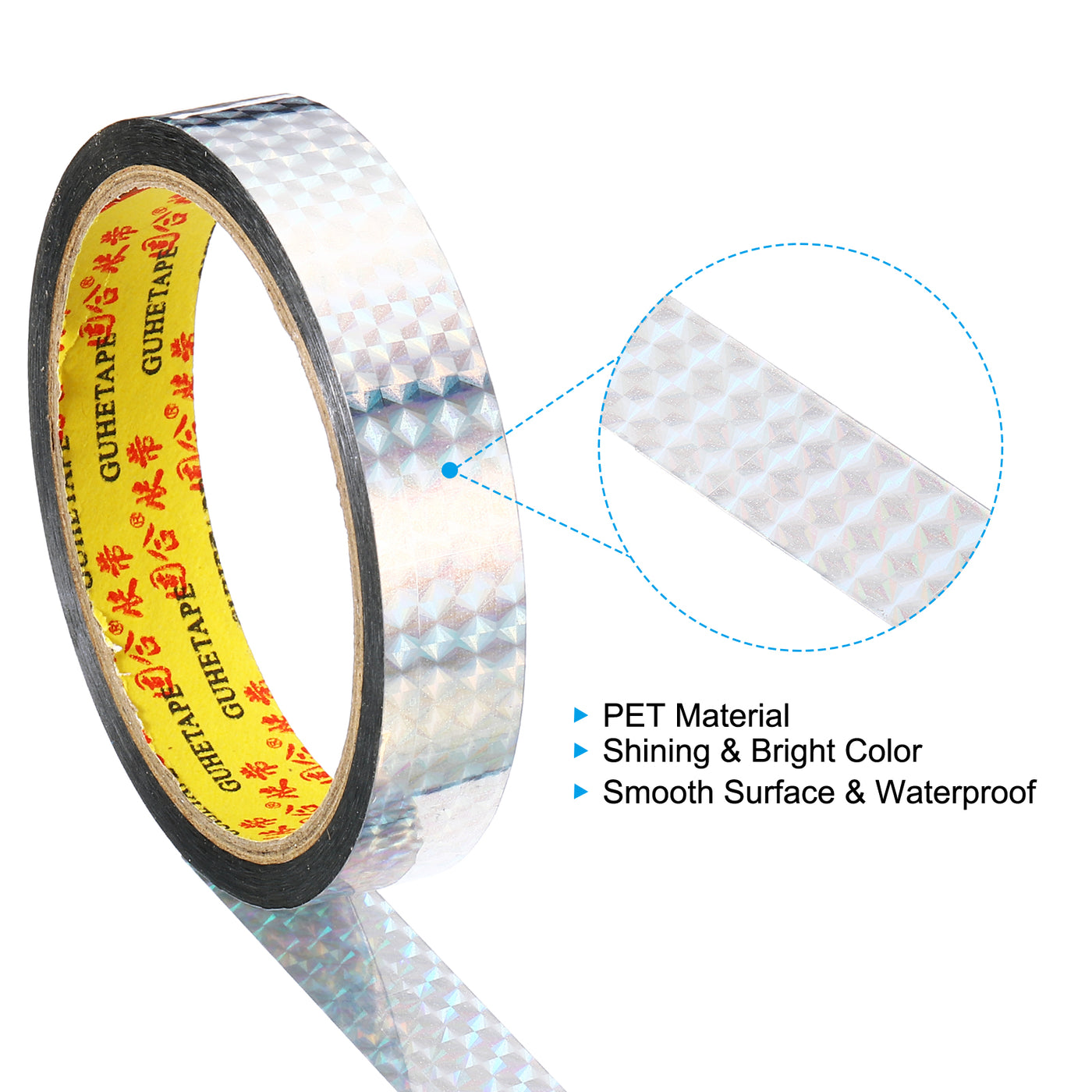 Harfington Prism Tape 18mm x 30m, 2 Pack Holographic Reflective Self Adhesive for DIY Art Craft Wrapping Decoration, Silver