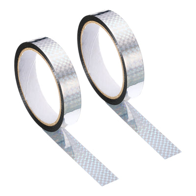 Harfington Prism Tape 20mm x 30m, 2 Pack Holographic Reflective Self Adhesive for DIY Art Craft Wrapping Decoration, Silver