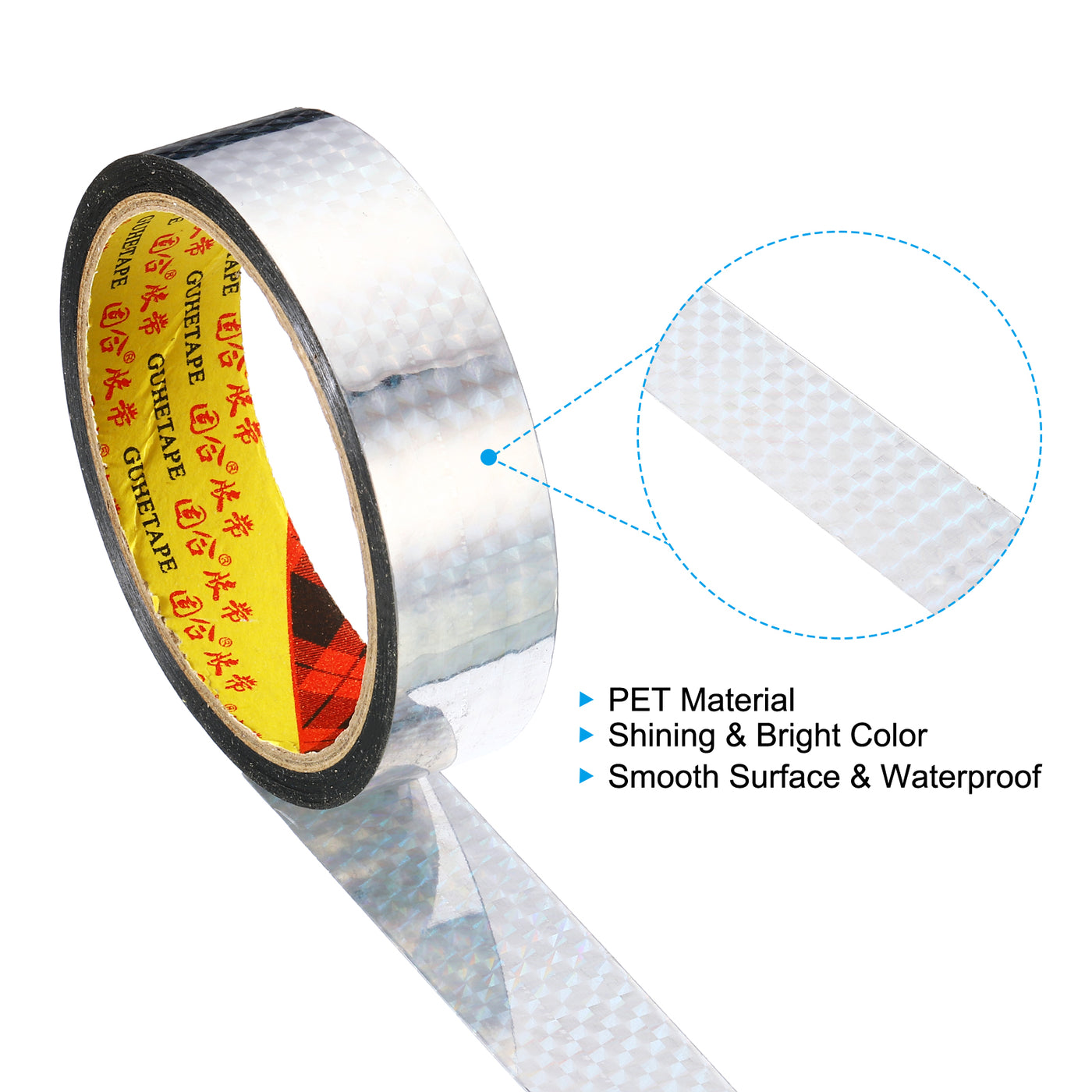Harfington Prism Tape 25mm x 30m, 2 Pack Holographic Reflective Self Adhesive for DIY Art Craft Wrapping Decoration, Silver