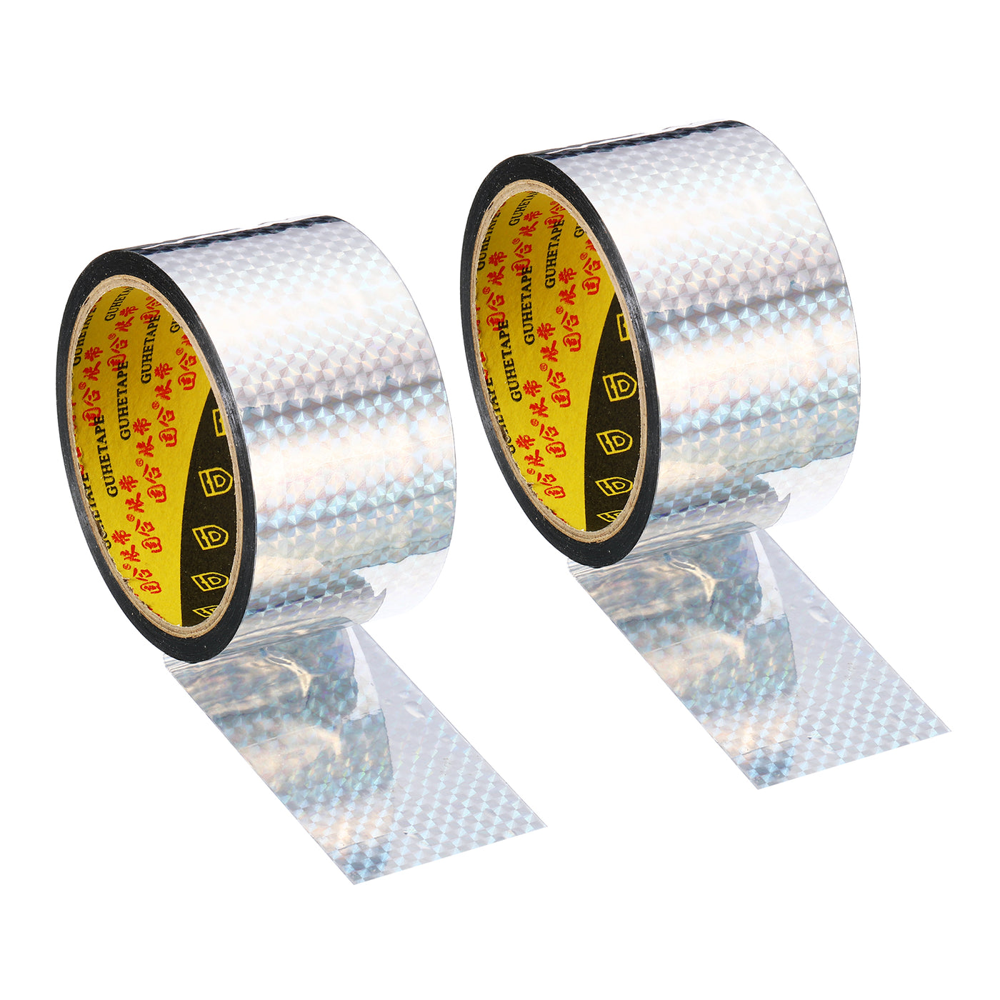 Harfington Prism Tape 50mm x 30m, 2 Pack Holographic Reflective Self Adhesive for DIY Art Craft Wrapping Decoration, Silver