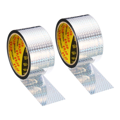 Harfington Prism Tape 50mm x 30m, 2 Pack Holographic Reflective Self Adhesive for DIY Art Craft Wrapping Decoration, Silver