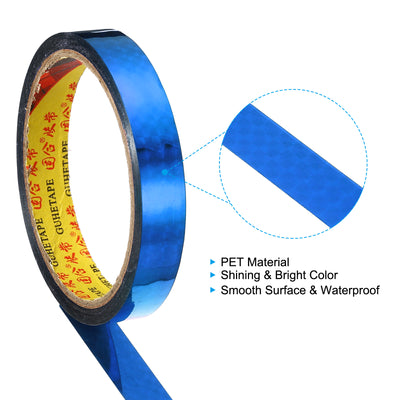 Harfington Prism Tape 15mm x 30m, 2 Pack Holographic Reflective Self Adhesive for DIY Art Craft Wrapping Decoration, Blue