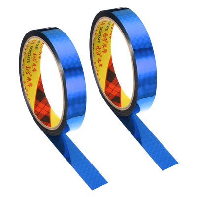 Harfington Prism Tape 18mm x 30m, 2 Pack Holographic Reflective Self Adhesive for DIY Art Craft Wrapping Decoration, Blue