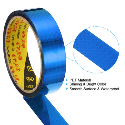 Harfington Prism Tape 25mm x 30m, 2 Pack Holographic Reflective Self Adhesive for DIY Art Craft Wrapping Decoration, Blue
