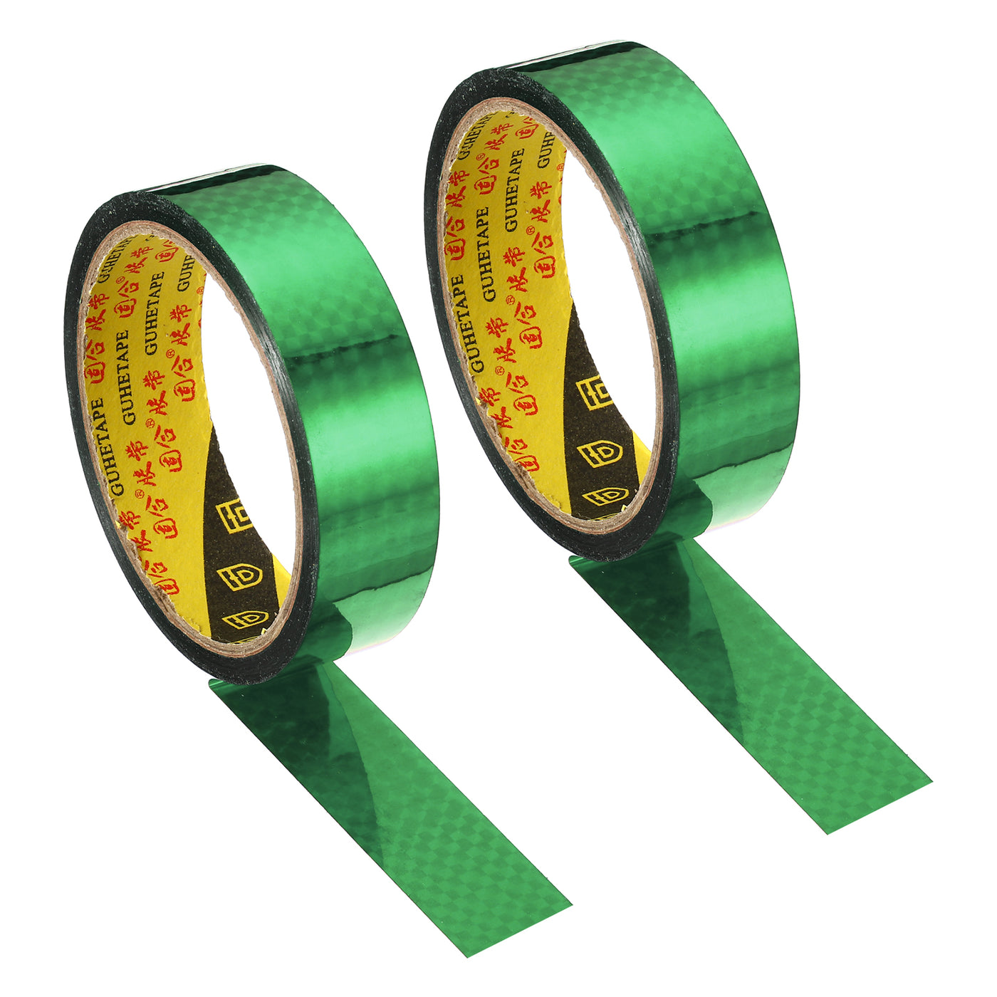 Harfington Prism Tape 25mm x 30m, 2 Pack Holographic Reflective Self Adhesive for DIY Art Craft Wrapping Decoration, Green
