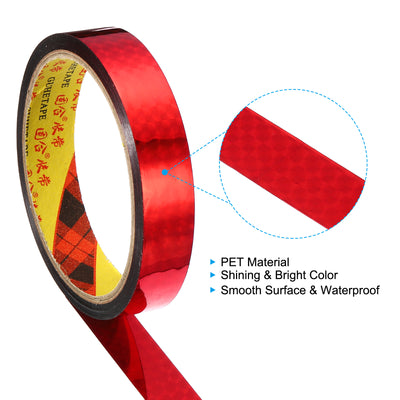Harfington Prism Tape 18mm x 30m, 2 Pack Holographic Reflective Self Adhesive for DIY Art Craft Wrapping Decoration, Red