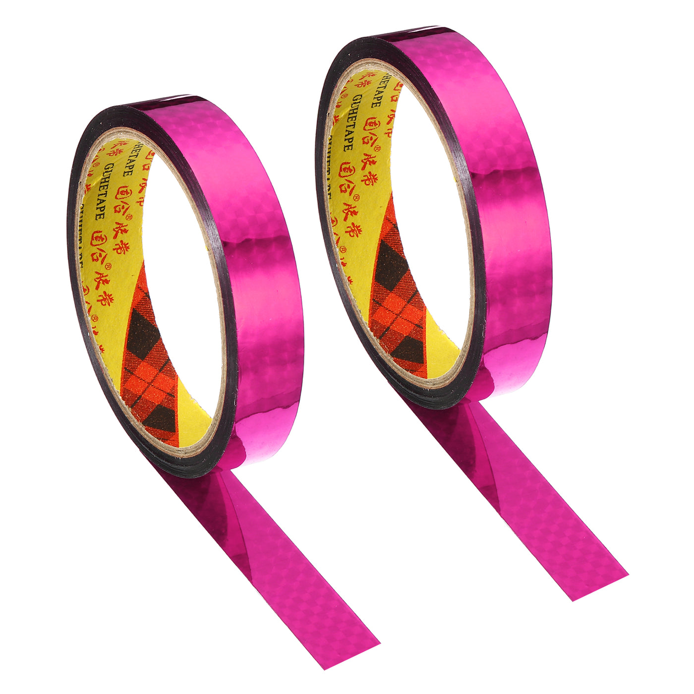 Harfington Prism Tape 18mm x 30m, 2 Pack Holographic Reflective Self Adhesive for DIY Art Craft Wrapping Decoration, Rose Red