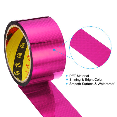 Harfington Prism Tape 50mm x 30m, 2 Pack Holographic Reflective Self Adhesive for DIY Art Craft Wrapping Decoration, Rose Red