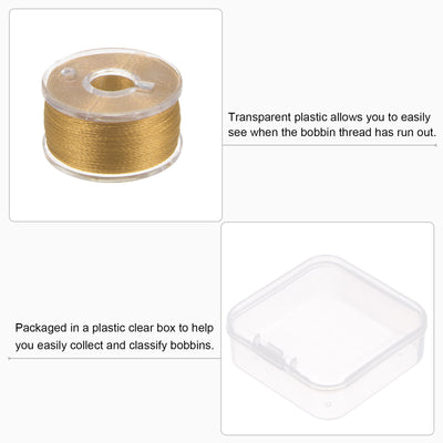 Harfington Prewound Sewing Bobbin Thread Set of 5pcs with Storage Plastic Case, Gold