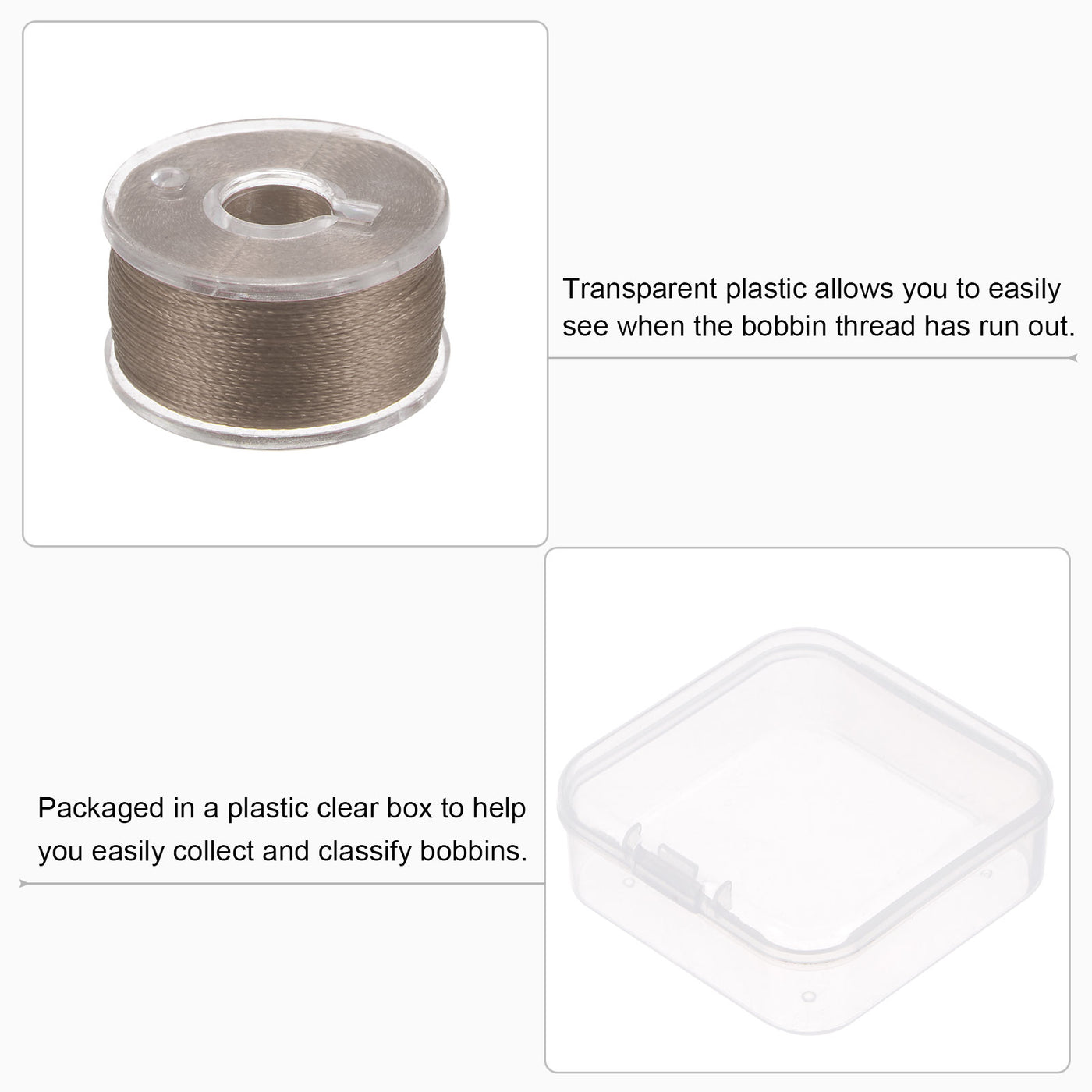 Harfington 2set Prewound Sewing Bobbin Thread with Storage Plastic Case, Brown