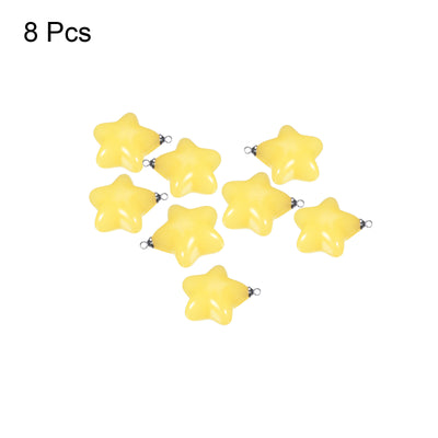 Harfington Star Bead Pendants with Charm Loop for Jewelry Making Craft, 8Pcs Yellow