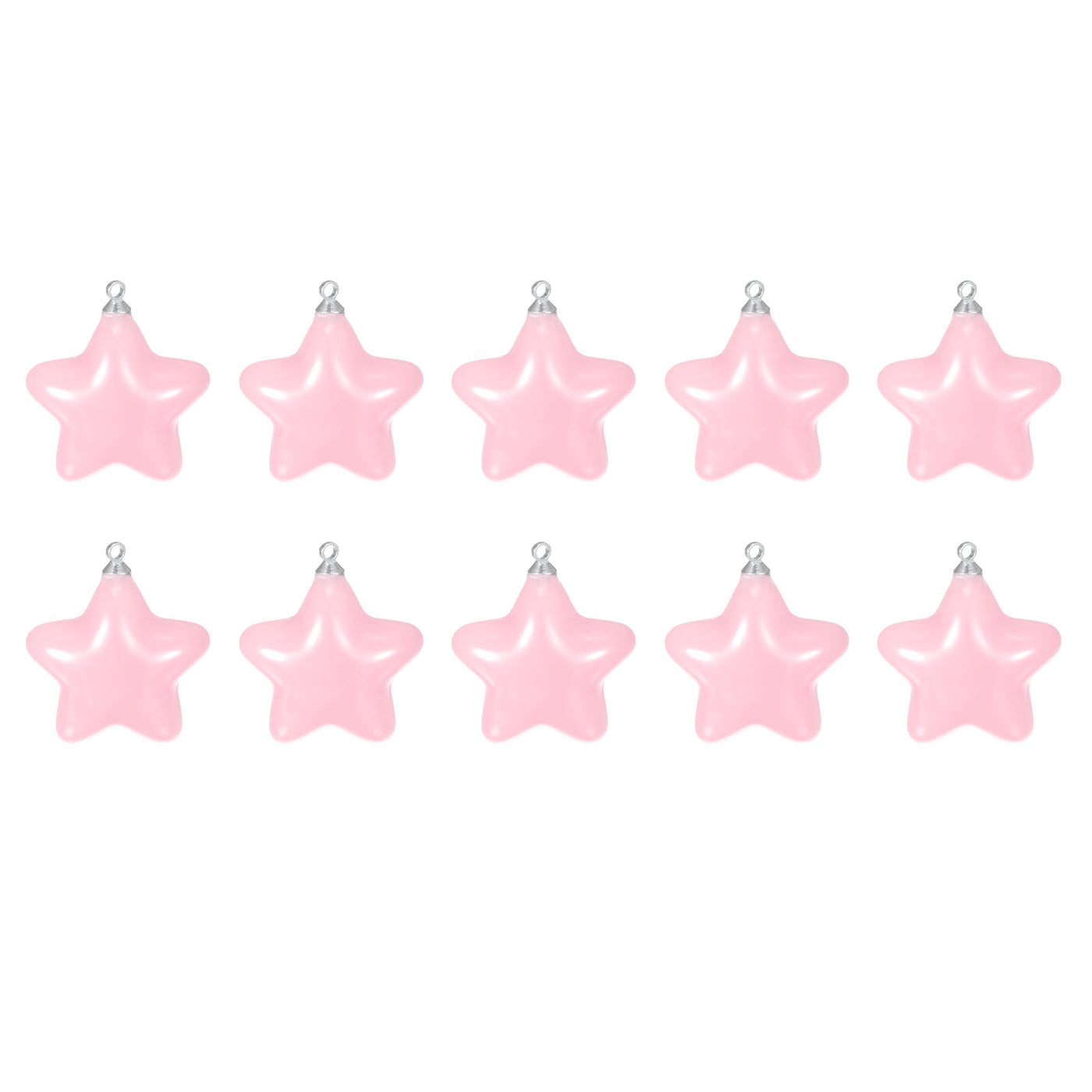 Harfington Star Bead Pendants with Charm Loop for Jewelry Making Craft, 24Pcs Pink