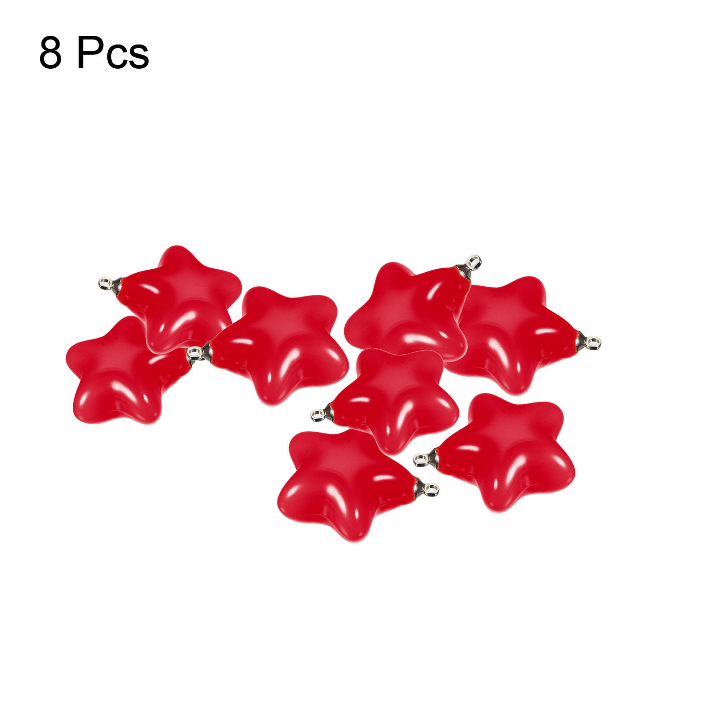 Harfington Star Bead Pendants with Charm Loop for Jewelry Making Craft, 8Pcs Red